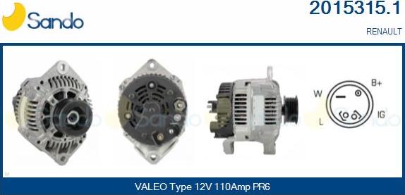 Sando 2015315.1 - Alternator autospares.lv