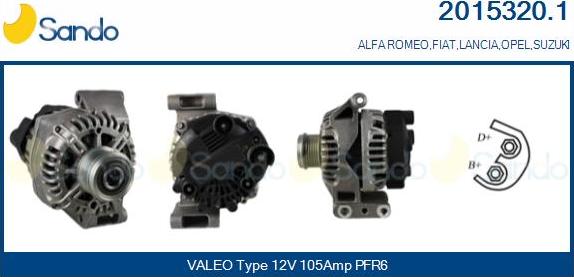 Sando 2015320.1 - Alternator autospares.lv