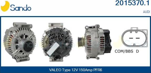 Sando 2015370.1 - Alternator autospares.lv