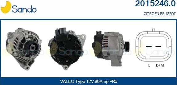 Sando 2015246.0 - Alternator autospares.lv