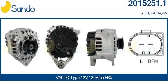 Sando 2015251.1 - Alternator autospares.lv