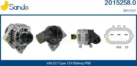 Sando 2015258.0 - Alternator autospares.lv