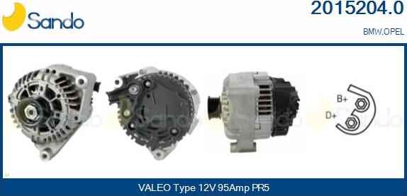 Sando 2015204.0 - Alternator autospares.lv