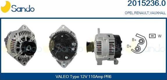 Sando 2015236.0 - Alternator autospares.lv