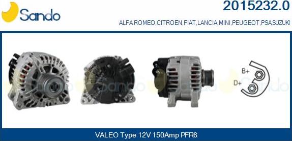 Sando 2015232.0 - Alternator autospares.lv