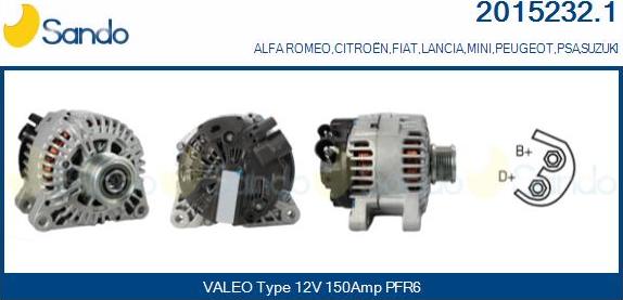 Sando 2015232.1 - Alternator autospares.lv