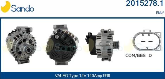 Sando 2015278.1 - Alternator autospares.lv