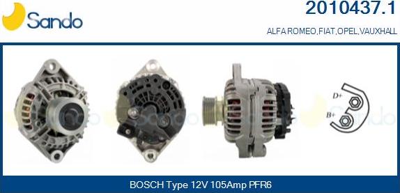 Sando 2010437.1 - Alternator autospares.lv