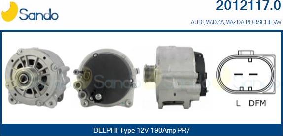 Sando 2012117.0 - Alternator autospares.lv