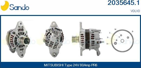 Sando 2035645.1 - Alternator autospares.lv