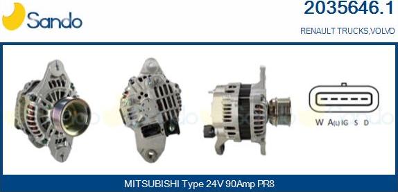 Sando 2035646.1 - Alternator autospares.lv