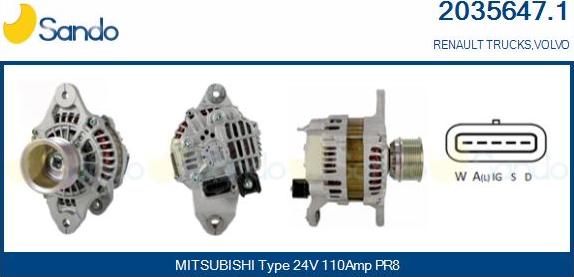 Sando 2035647.1 - Alternator autospares.lv