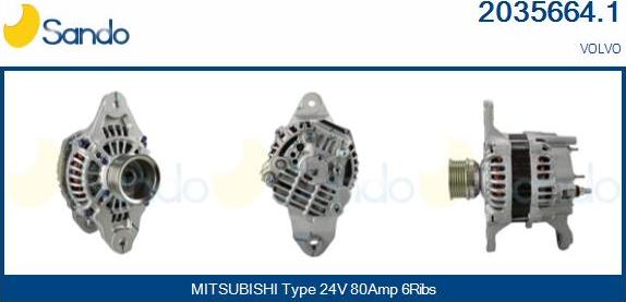 Sando 2035664.1 - Alternator autospares.lv