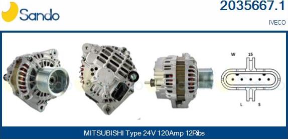 Sando 2035667.1 - Alternator autospares.lv