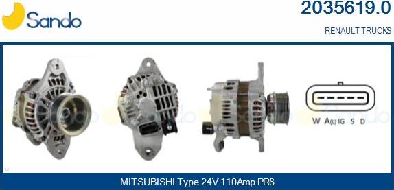 Sando 2035619.0 - Alternator autospares.lv