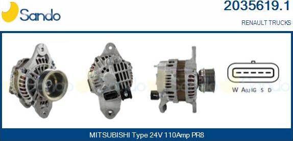 Sando 2035619.1 - Alternator autospares.lv