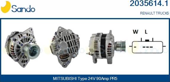 Sando 2035614.1 - Alternator autospares.lv