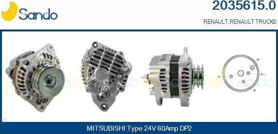 Sando 2035615.0 - Alternator autospares.lv