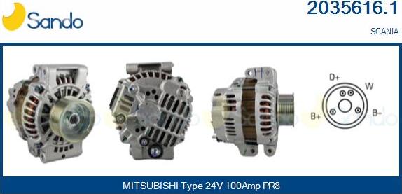 Sando 2035616.1 - Alternator autospares.lv