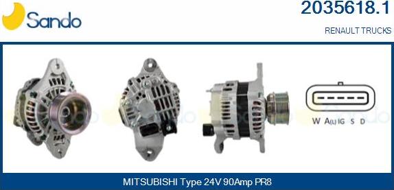 Sando 2035618.1 - Alternator autospares.lv