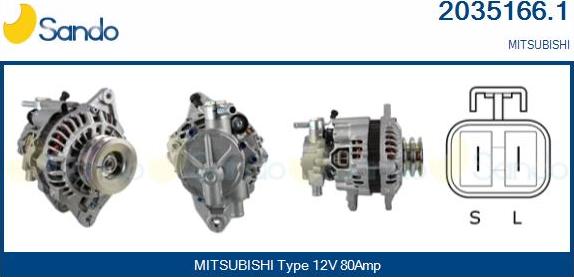 Sando 2035166.1 - Alternator autospares.lv