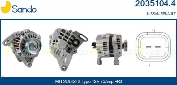 Sando 2035104.4 - Alternator autospares.lv