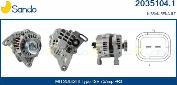 Sando 2035104.1 - Alternator autospares.lv