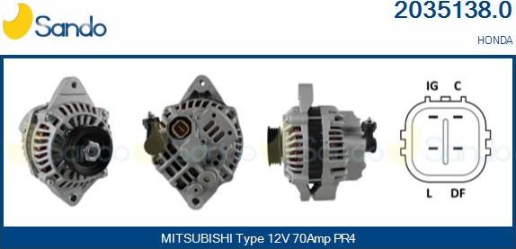 Sando 2035138.0 - Alternator autospares.lv