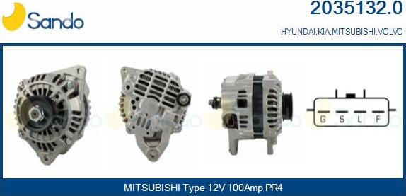 Sando 2035132.0 - Alternator autospares.lv