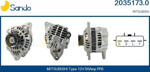 Sando 2035173.0 - Alternator autospares.lv