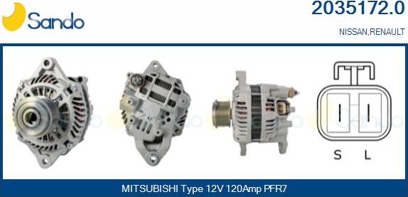 Sando 2035172.0 - Alternator autospares.lv