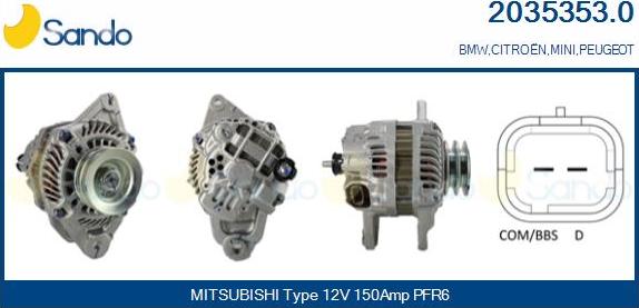 Sando 2035353.0 - Alternator autospares.lv