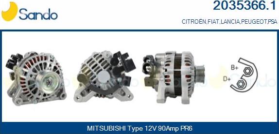 Sando 2035366.1 - Alternator autospares.lv