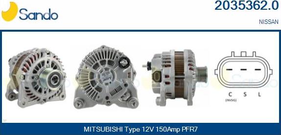 Sando 2035362.0 - Alternator autospares.lv