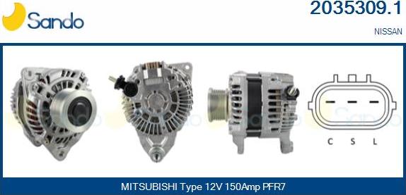 Sando 2035309.1 - Alternator autospares.lv