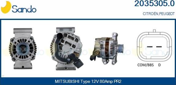 Sando 2035305.0 - Alternator autospares.lv