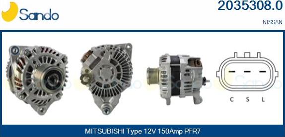 Sando 2035308.0 - Alternator autospares.lv