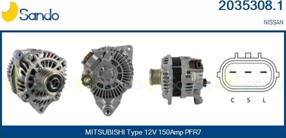 Sando 2035308.1 - Alternator autospares.lv