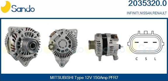 Sando 2035320.0 - Alternator autospares.lv