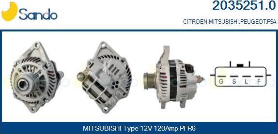 Sando 2035251.0 - Alternator autospares.lv