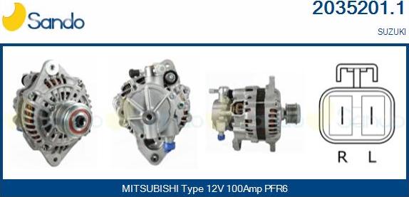 Sando 2035201.1 - Alternator autospares.lv