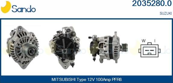 Sando 2035280.0 - Alternator autospares.lv