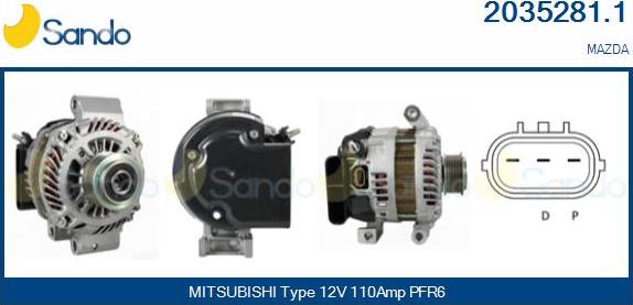 Sando 2035281.1 - Alternator autospares.lv