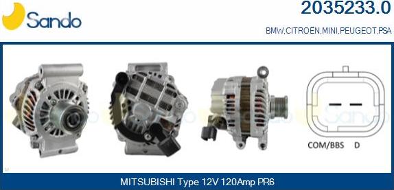 Sando 2035233.0 - Alternator autospares.lv