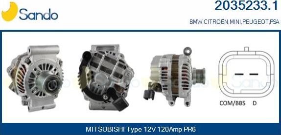 Sando 2035233.1 - Alternator autospares.lv