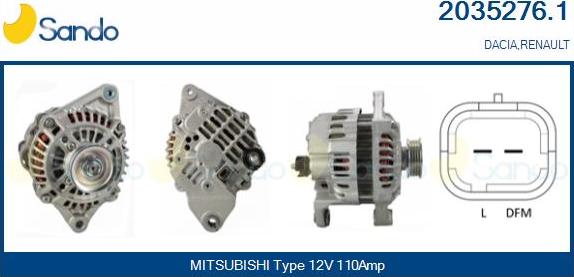 Sando 2035276.1 - Alternator autospares.lv