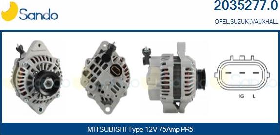 Sando 2035277.0 - Alternator autospares.lv