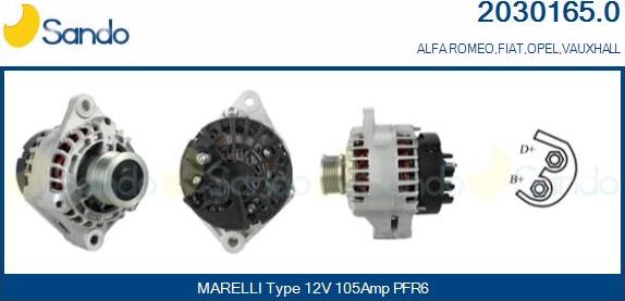 Sando 2030165.0 - Alternator autospares.lv