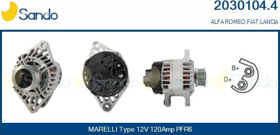 Sando 2030104.4 - Alternator autospares.lv