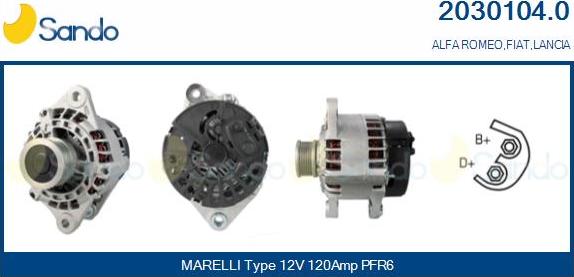 Sando 2030104.0 - Alternator autospares.lv